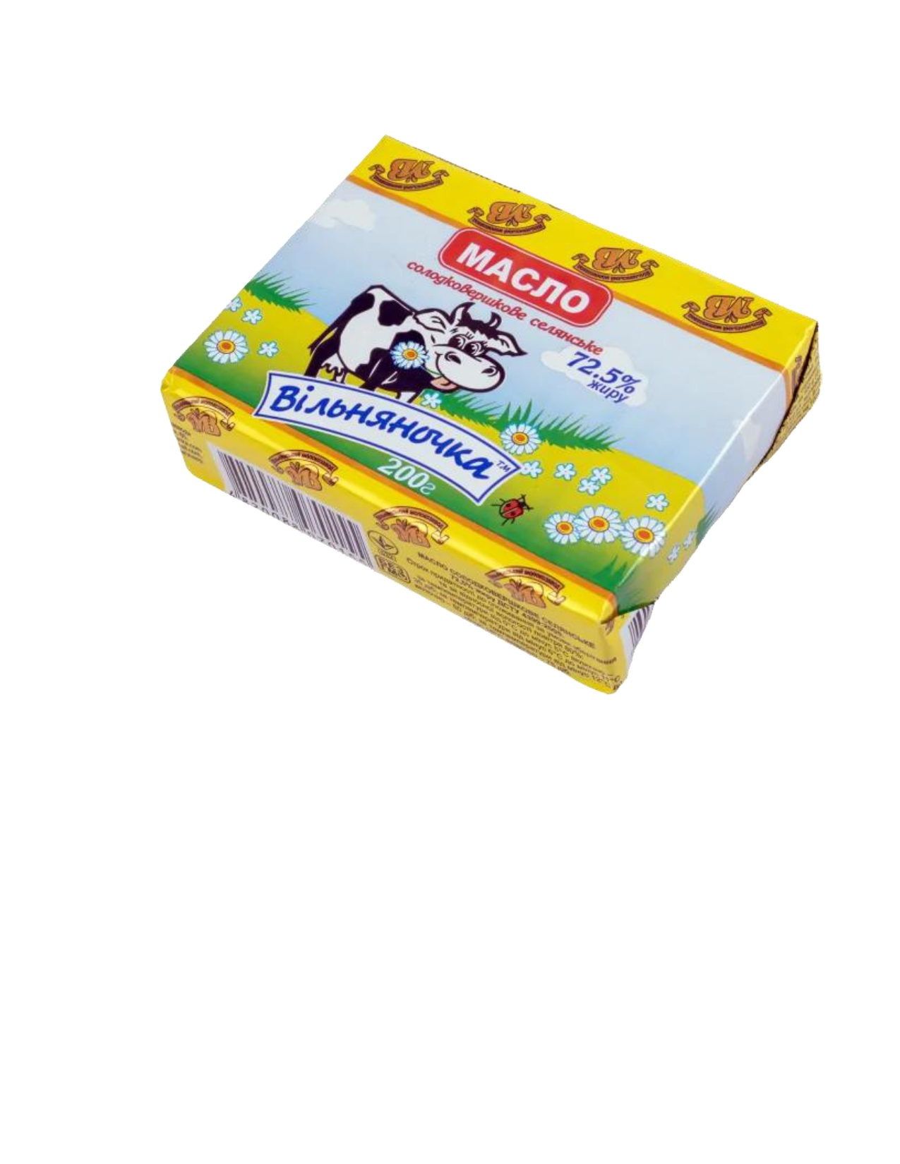 Масло солодковершкове селянське 72,5% 200г ТМ Вільняночка